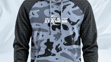 Cool Tone Blue Grey Camo Hoodie Design Front View