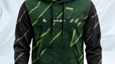 Forest Green and Black Powerosu Camo Hoodie Design PNG